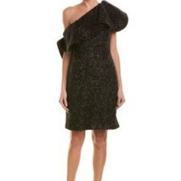 NWT HALSTON HERITAGE 1 SHOULDER METALLIC DRESS 14 - Picture 4 of 6